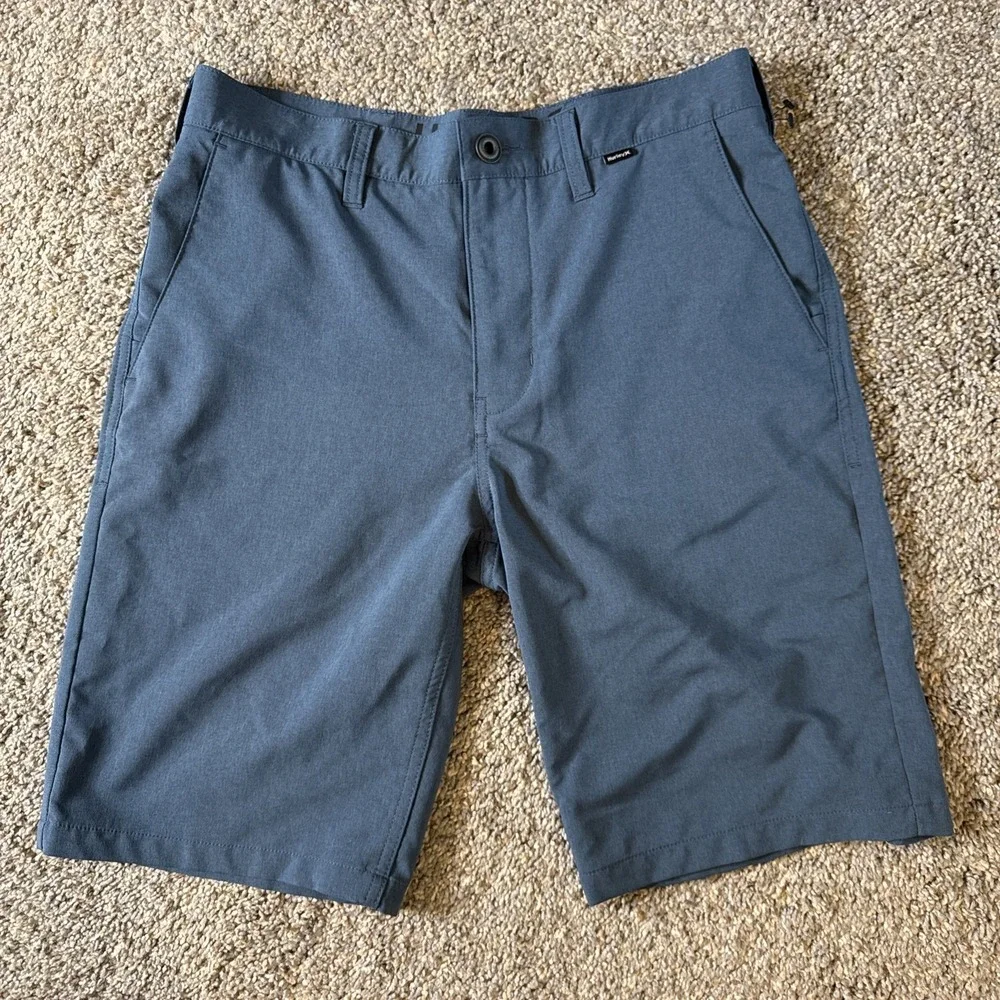 Hurley Men's Shorts Blue Lightweight Chino‎ Beach Casual Inseam 10